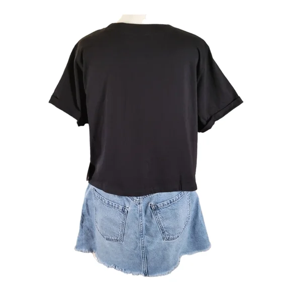 NWT Halloween Crop Top Bootiful Skelton Heart Graphic Tee Halloween Shirt L - Picture 10 of 13